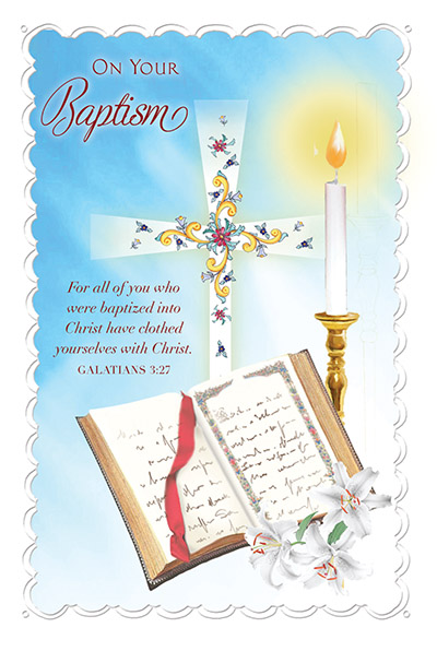 82258 adult baptism - 4 1/2" x 6 3/4" - Gold Foil Decoration and Embossed
